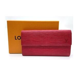 Louis Vuitton Epi Red Leather Pochette Porte Monnaie Wallet W/Box